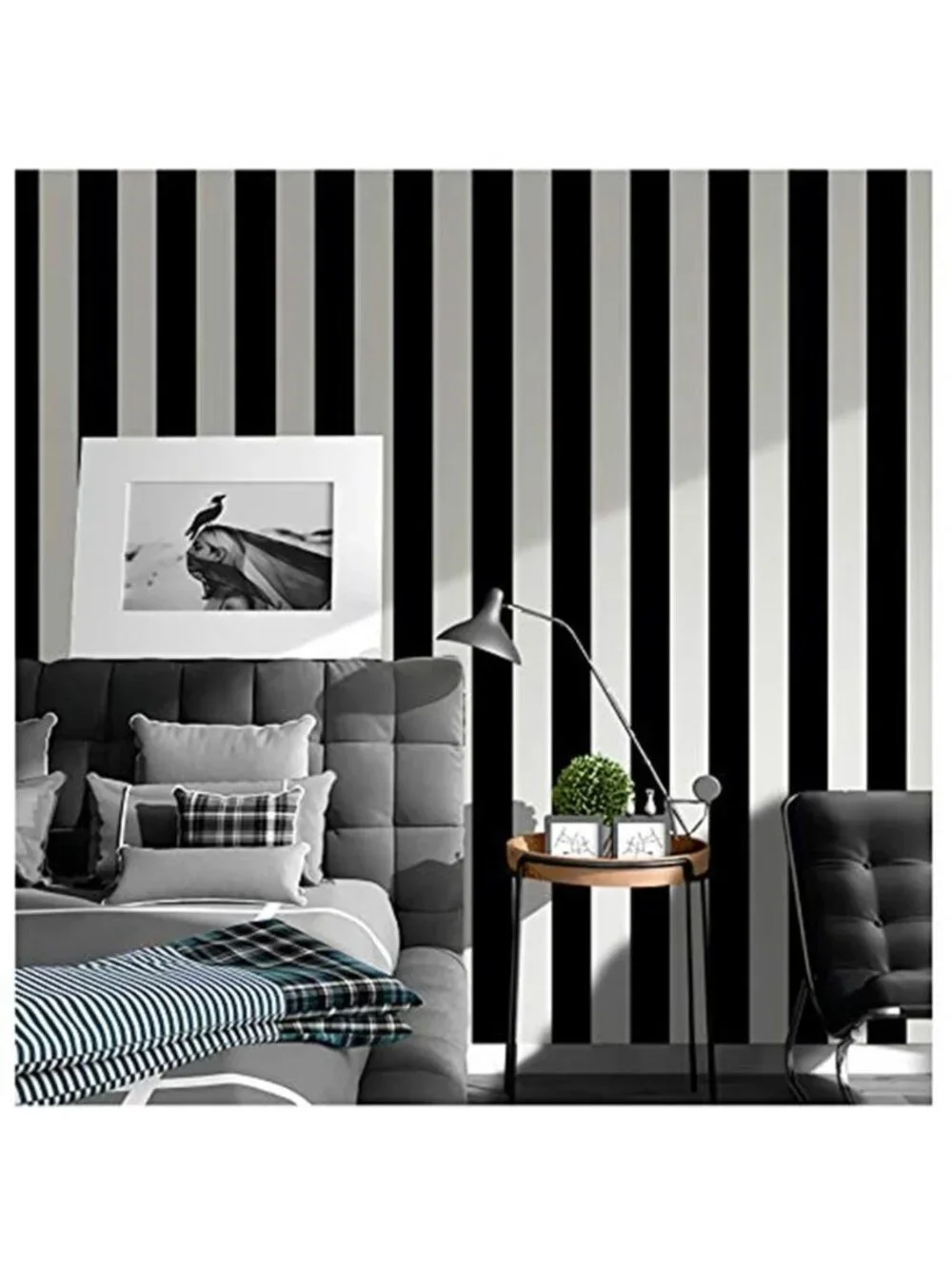 Peel And Stick Wallpaper Black White Striped Removable Contact Paper Waterproof